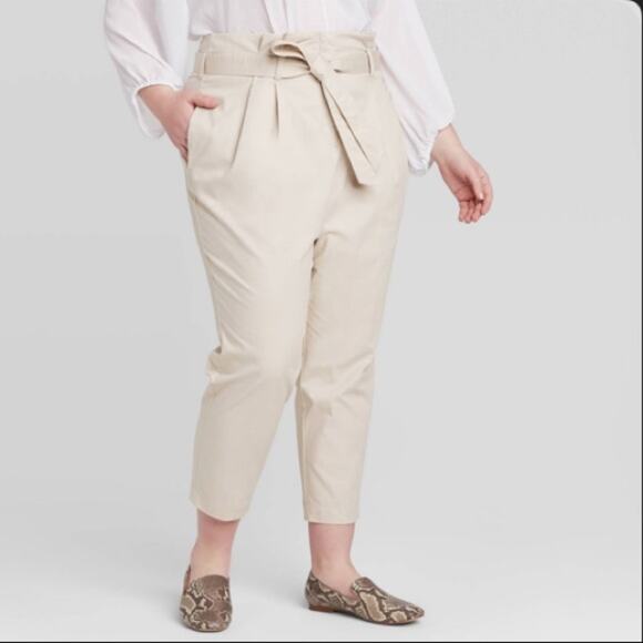 A New Day Paperbag Pants Cream Size 12 Ankle Length - Picture 9 of 9